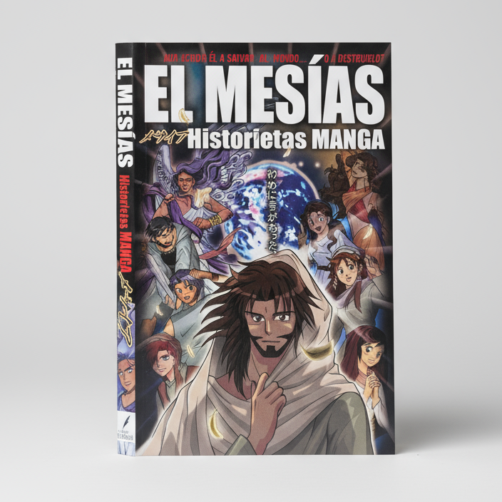 The Messiah – Manga Bible Story | Christian Graphic Novel for Teens & Young Adults - Cover blue bag in the background.