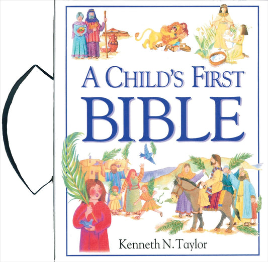 A Child’s First Bible Storybook | Christian Bedtime Devotional for Kids. Book cover of 'A Child's First Bible' with colorful illustrations and title text.