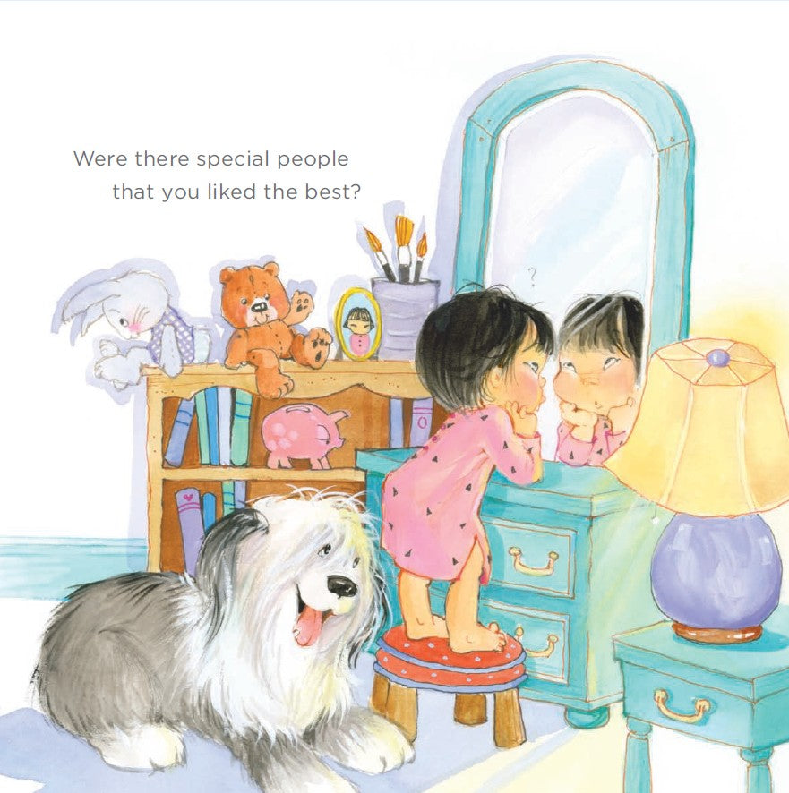 Who Is Jesus? | Bible Storybook for Kids with Answers About God’s Son. Illustration of a child looking into a mirror with a dog and toys in the background